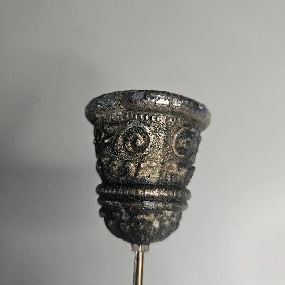 Vtg Karl Schreiner German Gnome Imp Metal Candle Holder Silver Tone Gothic‎ 8.5